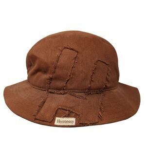 Hennessy H Logo Bucket Hat Brown XL Solid Casual Cotton Outdoor